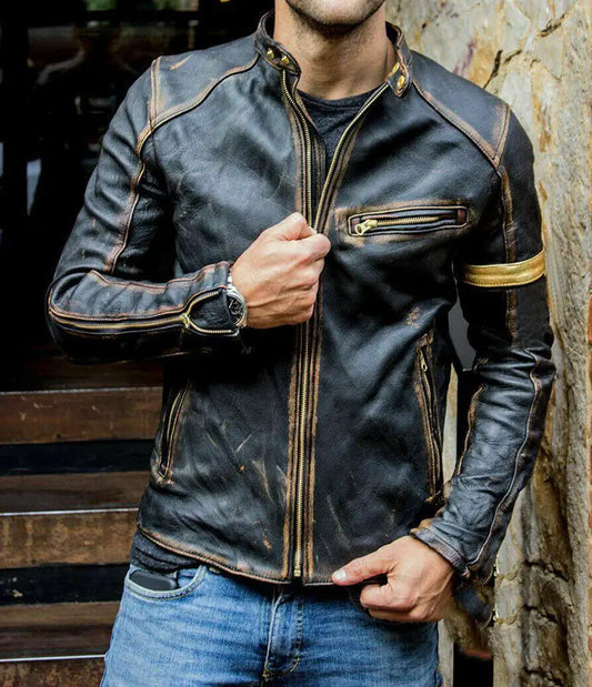 2020 Men's Punk Style Leather Jacket for Teens